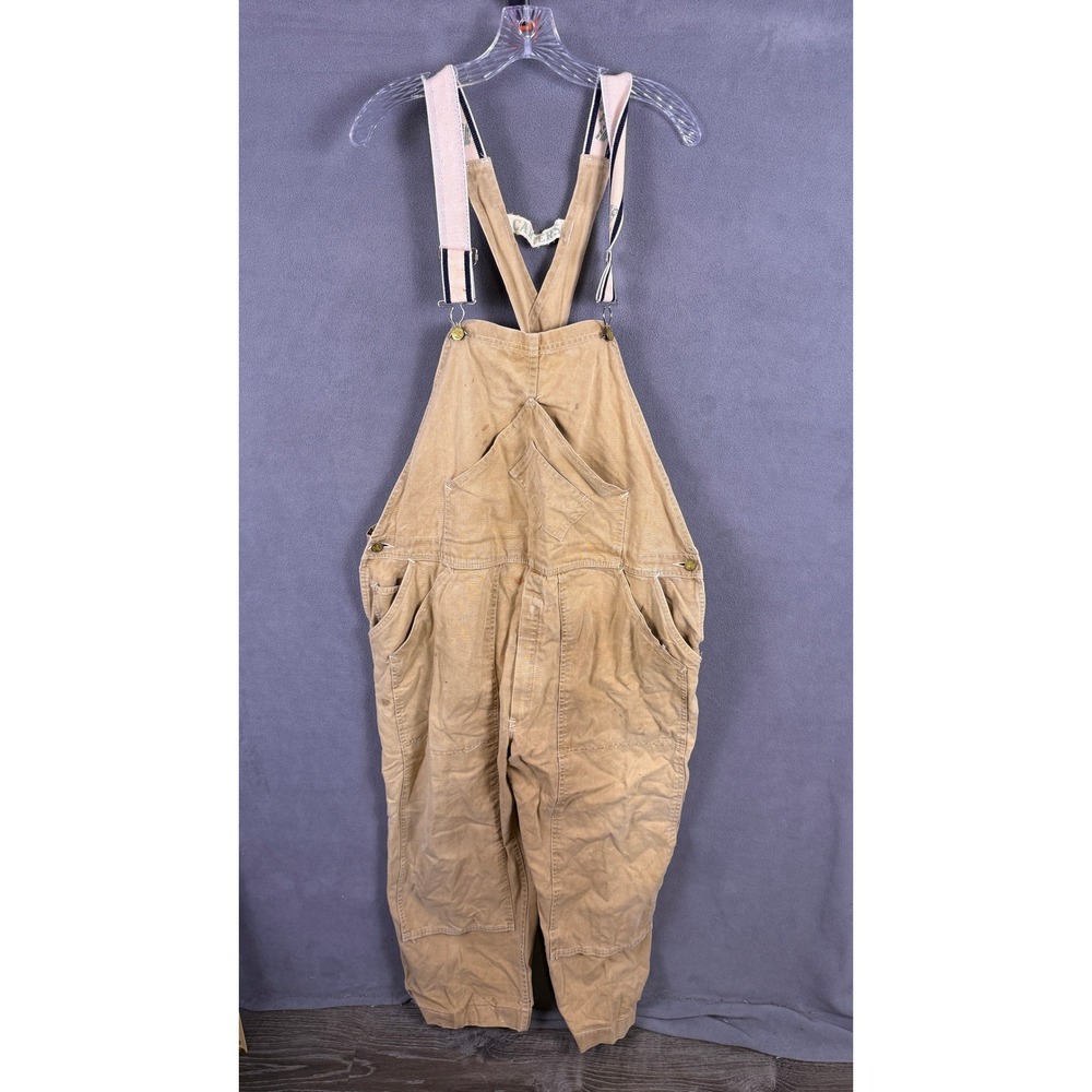 VTG Carters Watch the Wear Overalls Mens Tan Canvas Bib Workwear Carpenter USA